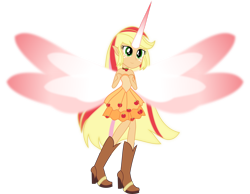 Size: 9399x7294 | Tagged: safe, artist:orin331, applejack, equestria girls, absurd resolution, clothes, daydream shimmer, daydream-ified, dress, elf ears, high heel boots, old version, simple background, solo, transparent background, vector