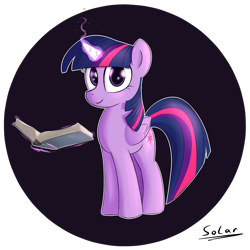 Size: 5000x5000 | Tagged: safe, artist:php49, derpibooru exclusive, derpibooru import, twilight sparkle, twilight sparkle (alicorn), alicorn, pony, absurd resolution, book, female, levitation, magic, mare, signature, solo