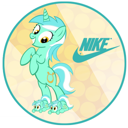 Size: 554x554 | Tagged: safe, artist:pixelkitties, artist:princemars, lyra heartstrings, pony, unicorn, 2012, artifact, background pony, bipedal, clothes, female, lyra doing lyra things, lyra plushie, mare, nike, plothole plush lyra, plushie, slippers, solo, stamp, text