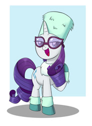 Size: 1100x1500 | Tagged: safe, artist:mew-me, rarity, pony, unicorn, best gift ever, clothes, cute, female, glasses, lidded eyes, mare, open mouth, raribetes, solo, winter outfit