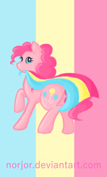 Size: 516x853 | Tagged: safe, artist:norjor, pinkie pie, earth pony, pony, cute, diapinkes, female, looking back, mare, pansexual, pansexual pride flag, pride, pride flag, solo