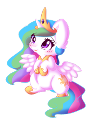 Size: 798x1030 | Tagged: safe, artist:miniaru, princess celestia, alicorn, pony, chibi, cute, cutelestia, female, mare, simple background, smiling, solo, transparent background