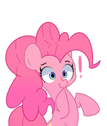 Size: 850x1000 | Tagged: safe, artist:turtlefarminguy, pinkie pie, earth pony, pony, exclamation point, female, mare, rearing, simple background, solo, transparent background