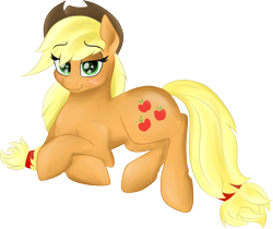 Size: 14925x12521 | Tagged: safe, artist:falcotte, applejack, earth pony, pony, absurd resolution, bedroom eyes, cute, lying down, simple background, solo, tired, transparent background