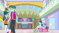 Size: 1920x1080 | Tagged: safe, screencap, bon bon, brim marco, juniper montage, lyra heartstrings, sweetie drops, better together, equestria girls, holidays unwrapped, canterlot mall, female, male, plusplus, shipping fuel