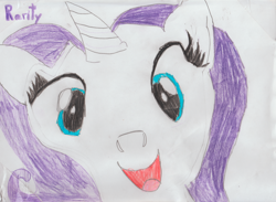 Size: 1046x764 | Tagged: safe, artist:khaki-cap, rarity, pony, unicorn, drawing, head only, hi anon, meme, traditional art