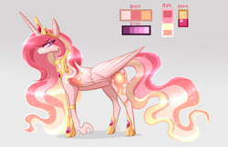 Size: 1900x1233 | Tagged: safe, artist:sugaryicecreammlp, princess celestia, alicorn, pony, alternate design, female, mare, reference sheet, solo