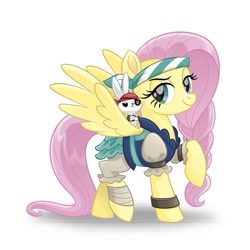 Size: 645x645 | Tagged: safe, angel bunny, fluttershy, pegasus, pony, rabbit, my little pony: the movie, braid, clothes, pirate, pirate fluttershy, simple background, transparent background