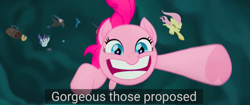 Size: 1896x793 | Tagged: safe, screencap, fluttershy, pinkie pie, pegasus, pony, my little pony: the movie, meme, youtube caption