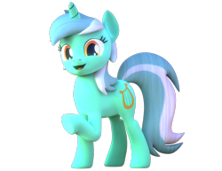 Size: 1400x1080 | Tagged: safe, artist:theadorableoshawott, lyra heartstrings, pony, unicorn, 3d, blender, cute, female, happy, looking at you, lyrabetes, mare, raised hoof, simple background, smiling, solo, transparent background