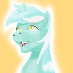 Size: 1000x1000 | Tagged: safe, artist:inersdraco, lyra heartstrings, pony, unicorn, bust, smiling, solo