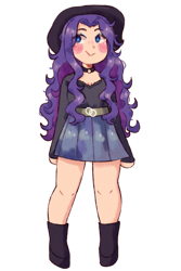 Size: 900x1351 | Tagged: safe, artist:mochietti, rarity, human, beautiful, belt, boots, choker, clothes, cute, doodle, female, hat, humanized, miniskirt, moe, pleated skirt, raribetes, shoes, simple background, skirt, solo, transparent background