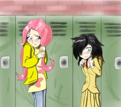 Size: 950x842 | Tagged: safe, artist:mr-minimask, fluttershy, human, clothes, humanized, school uniform, this will end in silence, tomoko kuroki, watamote