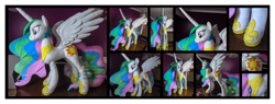 Size: 7200x2733 | Tagged: safe, artist:akiacreations, princess celestia, alicorn, pony, female, hoof shoes, horn, irl, jewelry, life size, mare, photo, plushie, regalia, spread wings, wings