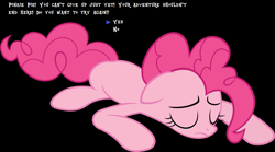 Size: 1296x721 | Tagged: safe, pinkie pie, pony, black background, continue, game over, knocked out, mother series, parody, rpg, simple background, solo, undertale, video game