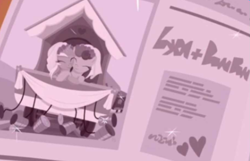 Size: 1305x840 | Tagged: safe, screencap, bon bon, lyra heartstrings, sweetie drops, pony, the last problem, canon ship, cute, female, gay marriage, it finally happened, it happened, lesbian, lyrabon, marriage, newspaper, shipping, written equestrian