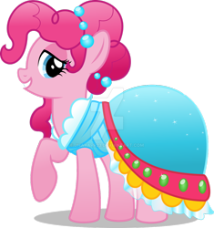 Size: 1024x1091 | Tagged: safe, artist:jhayarr23, pinkie pie, pony, clothes, dress, journey of the spark, raised hoof, simple background, solo, transparent background, vector, watermark