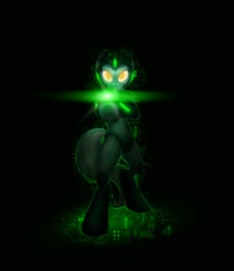 Size: 830x962 | Tagged: safe, artist:chickenwhite, lyra heartstrings, pony, bipedal, black background, looking at you, megaman, megaman (character), simple background, solo