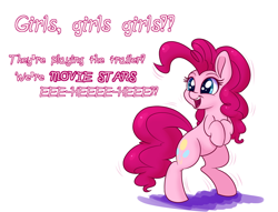 Size: 1900x1450 | Tagged: safe, artist:heir-of-rick, pinkie pie, earth pony, pony, cute, dialogue, diapinkes, rearing, solo, wide eyes