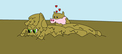 Size: 1616x725 | Tagged: safe, artist:amateur-draw, applejack, earth pony, pig, pony, 28 pranks later, 1000 hours in ms paint, heart, ms paint, mud, muddy, scene interpretation