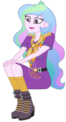Size: 1084x1994 | Tagged: safe, artist:sketchmcreations, edit, editor:slayerbvc, princess celestia, principal celestia, equestria girls, legend of everfree, boots, camp everfree outfits, female, no makeup edit, shoes, solo, vector, vector edit