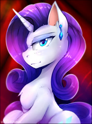 Size: 822x1107 | Tagged: safe, artist:lostdreamm, rarity, pony, unicorn, chest fluff, ear fluff, ear piercing, earring, female, jewelry, mare, piercing, profile, solo