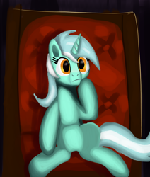 Size: 1024x1205 | Tagged: safe, artist:platinumdrop, lyra heartstrings, pony, unicorn, solo, thinking