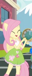 Size: 308x717 | Tagged: safe, screencap, fluttershy, eqg summertime shorts, equestria girls, get the show on the road, clothes, cropped, cute, eyes closed, musical instrument, ponied up, shyabetes, skirt, wings