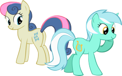 Size: 1838x1153 | Tagged: safe, artist:oceanbreezebrony, bon bon, lyra heartstrings, sweetie drops, pony, eyes on the prize, female, lesbian, lyrabon, shipping, simple background, transparent background, vector