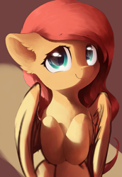 Size: 667x971 | Tagged: safe, artist:freeedon, fluttershy, pegasus, pony, cute, daaaaaaaaaaaw, female, hooves to the chest, looking at you, mare, shyabetes, smiling, smiling at you, solo, wings