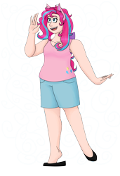 Size: 4869x7136 | Tagged: safe, artist:cornerverse, pinkie pie, human, absurd resolution, alternate hairstyle, eared humanization, female, humanized, simple background, solo, transparent background