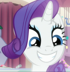 Size: 906x939 | Tagged: safe, screencap, rarity, pony, unicorn, dragon dropped, close-up, cropped, cute, female, happy, mare, raribetes, smiling, solo