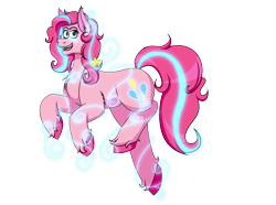 Size: 6528x4869 | Tagged: safe, artist:cornerverse, pinkie pie, earth pony, pony, absurd resolution, element of laughter, female, glow, glowing lines, glowing mane, mare, rainbow power, rainbow power redesign, simple background, solo, transparent background