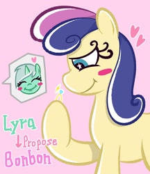 Size: 1772x2048 | Tagged: safe, artist:garammasara, bon bon, lyra heartstrings, sweetie drops, pony, the big mac question, female, lesbian, lyrabon, marriage proposal, ring, shipping, starry eyes, wingding eyes