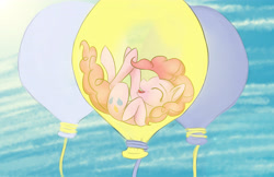 Size: 5100x3300 | Tagged: safe, artist:spiritofthwwolf, pinkie pie, earth pony, pony, absurd resolution, balloon, eyes closed, female, mare, open mouth, pinkie pie trapped in a balloon, redraw, solo