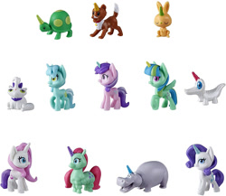 Size: 1500x1302 | Tagged: safe, amethyst star, angel bunny, gummy, lyra heartstrings, opalescence, potion nova, rarity, sparkler, tank, winona, alicorn, alligator, cat, dog, hippopotamus, llama, pony, rabbit, tortoise, unicorn, my little pony: pony life, almiraj, animal, blind bag, cha cha, colored horn, everyone is a unicorn, horn, merchandise, toy, unicornified, wat, what has science done, winonacorn