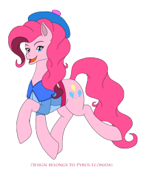 Size: 1558x1835 | Tagged: safe, artist:pyrus-leonidas, pinkie pie, pony, brawler, clothes, female, mare, open mouth, outfit, simple background, solo, transparent background