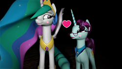 Size: 1920x1080 | Tagged: safe, artist:class37boy, princess celestia, principal abacus cinch, alicorn, pony, 3d, cinchlestia, equestria girls ponified, female, lesbian, ponified, shipping