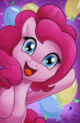 Size: 750x1141 | Tagged: safe, artist:christadoodles, pinkie pie, pony, balloon, happy, solo