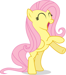 Size: 3182x3656 | Tagged: safe, artist:hornflakes, fluttershy, pegasus, pony, putting your hoof down, cute, eyes closed, female, happy, high res, mare, new fluttershy, open mouth, rearing, shyabetes, simple background, smiling, solo, transparent background, vector