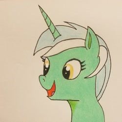 Size: 1930x1930 | Tagged: safe, artist:polar_storm, lyra heartstrings, pony, unicorn, colored pencil drawing, colored sketch, female, golden eyes, mare, simple background, sketch, solo, traditional art, white background