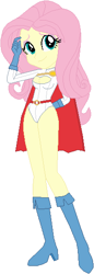 Size: 190x551 | Tagged: safe, artist:wolf, fluttershy, equestria girls, boob window, boots, breasts, cape, cleavage, clothes, cosplay, costume, dc comics, gloves, leotard, open chest, power girl, shoes