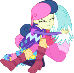 Size: 4600x4550 | Tagged: safe, artist:steyrrdash, bon bon, lyra heartstrings, sweetie drops, better together, equestria girls, holidays unwrapped, absurd resolution, clothes, duo, eyes closed, female, protecting, saving pinkie's pie, simple background, transparent background, vector, winter outfit