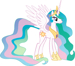 Size: 1262x1104 | Tagged: safe, artist:a01421, princess celestia, alicorn, pony, female, mare, simple background, smiling, solo, spread wings, transparent background, vector, wings