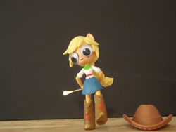 Size: 2000x1500 | Tagged: safe, applejack, equestria girls, boots, clothes, cowboy hat, denim skirt, doll, equestria girls minis, eqventures of the minis, googly eyes, hat, skirt, stetson, toy