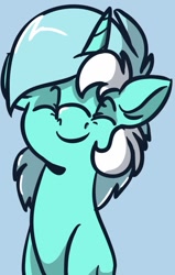 Size: 657x1033 | Tagged: safe, artist:witchtaunter, lyra heartstrings, pony, unicorn, eyes closed, female, mare, simple background, smiling, solo