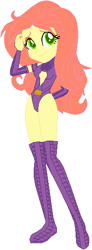 Size: 202x551 | Tagged: safe, artist:selenaede, artist:wolf, fluttershy, equestria girls, base used, breasts, clothes, cosplay, costume, crossover, dc comics, leotard, starfire, starshy, teen titans