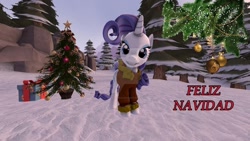 Size: 1024x576 | Tagged: safe, artist:juanjobelic, rarity, pony, unicorn, christmas, female, holiday, horn, mare, solo