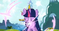 Size: 1332x710 | Tagged: safe, derpibooru import, screencap, twilight sparkle, twilight sparkle (alicorn), alicorn, pony, the cutie map, female, mare, opening, twilight's castle