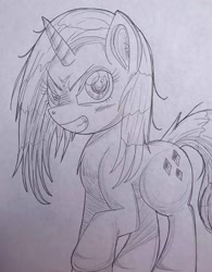 Size: 1067x1365 | Tagged: safe, rarity, pony, unicorn, angry, solo, traditional art